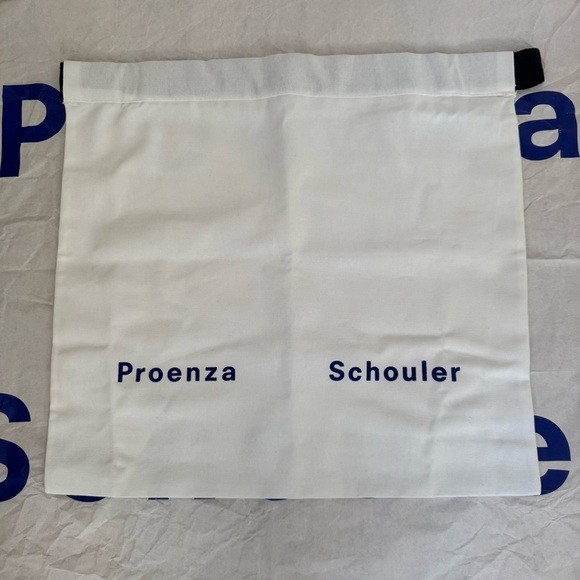 NWT PROENZA SCHOULER Black Leather Drawstring Tote Bag With Detachable Zip Pouch - Picture 10 of 16